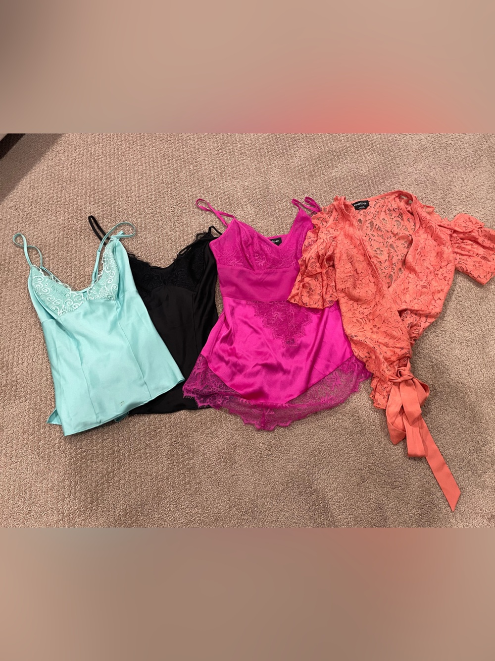 [BUNDLE] Mixed Satin & Lace Bebe & Guess Women's Tops, sizes XS & XXS